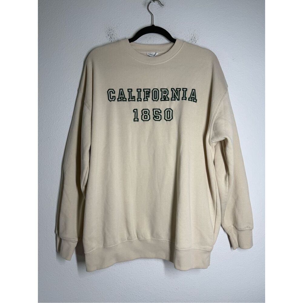 Reflex California Crewneck Sweatshirt Cream Green Embroidered Size L